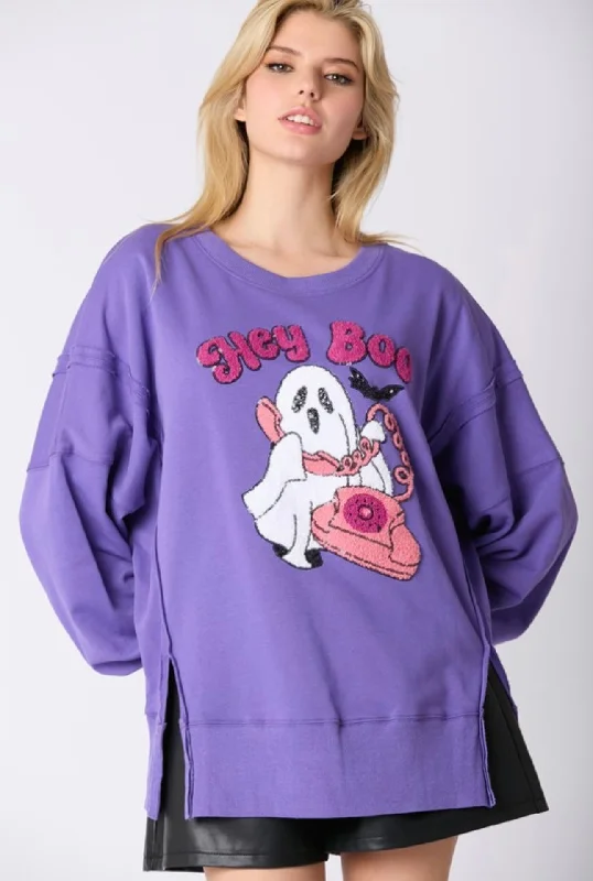 Hey Boo Embroidered Sweatshirt