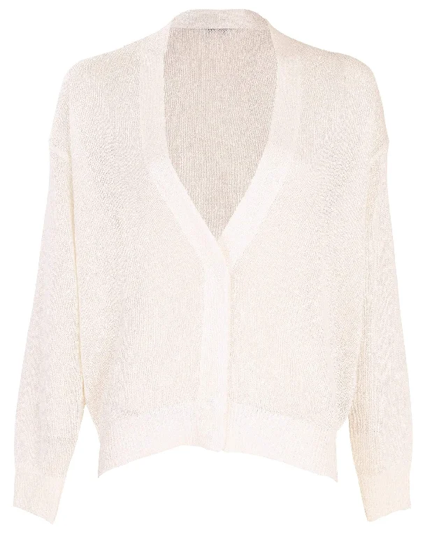 White Monili Collar Paillette Cardigan