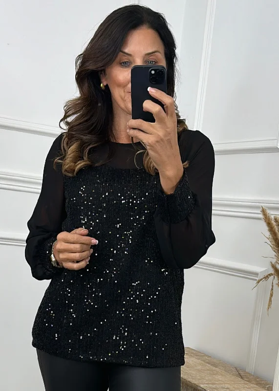 Toscany Black Sequin Blouse