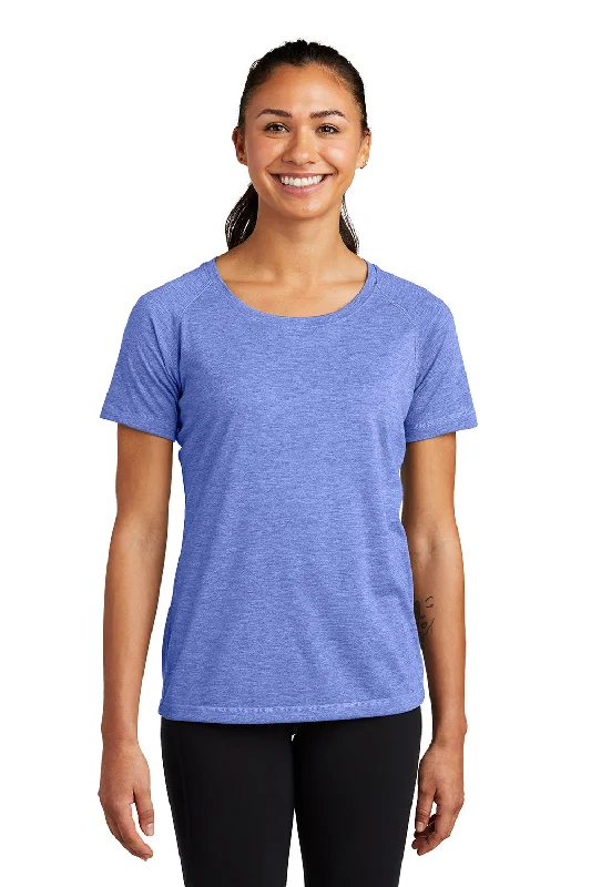 Sport-Tek Womens Moisture Wicking Short Sleeve Scoop Neck T-Shirt - Heather True Royal Blue