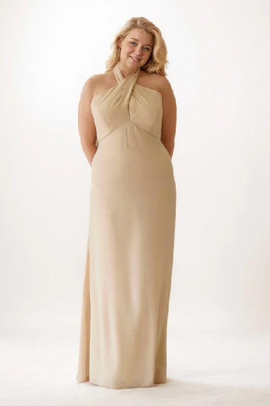 Sheath-Column Maxi Chiffon Bridesmaid Dress CB0756