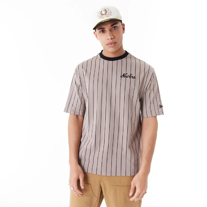 New Era Pinstripe Brown Oversized T-Shirt