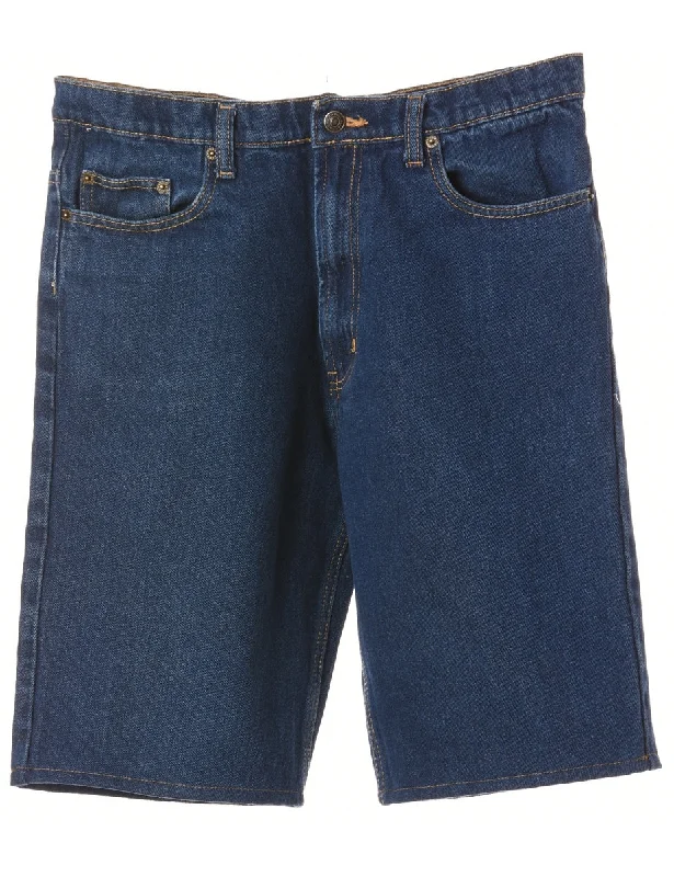 Label Hemmed Denim Shorts