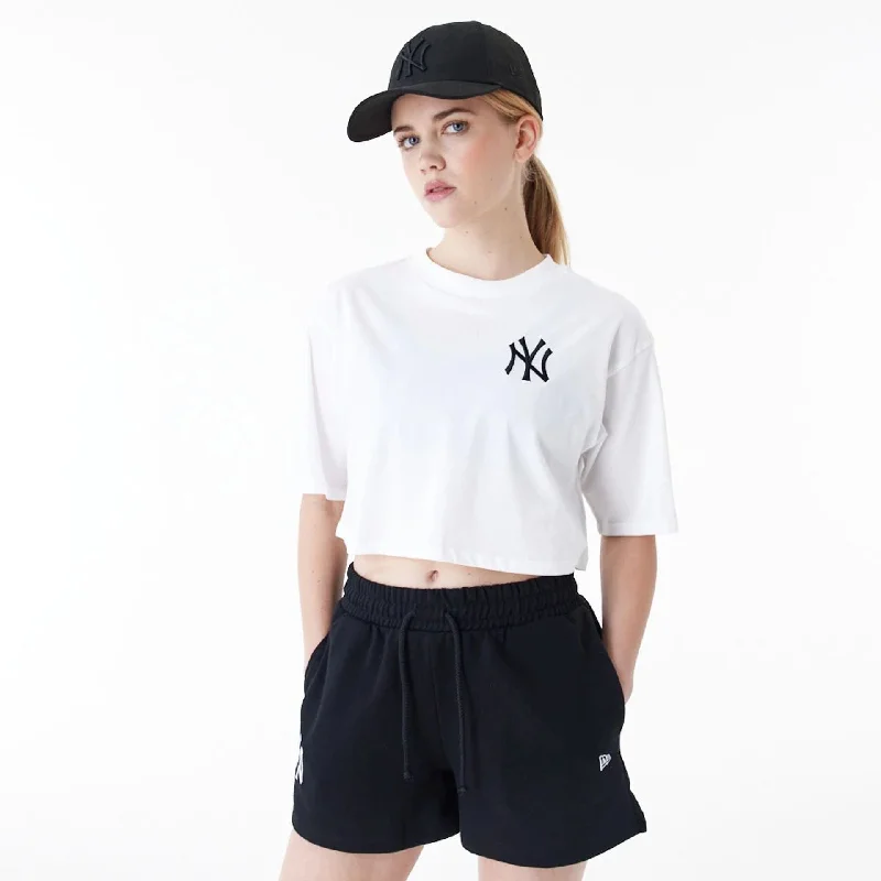 New York Yankees Womens MLB Lifestyle White Crop T-Shirt