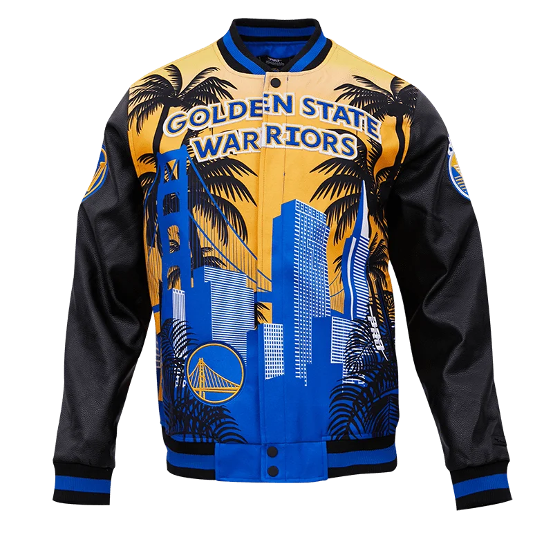 NBA GOLDEN STATE WARRIORS REMIX VARSITY MEN'S JACKET (BLACK)