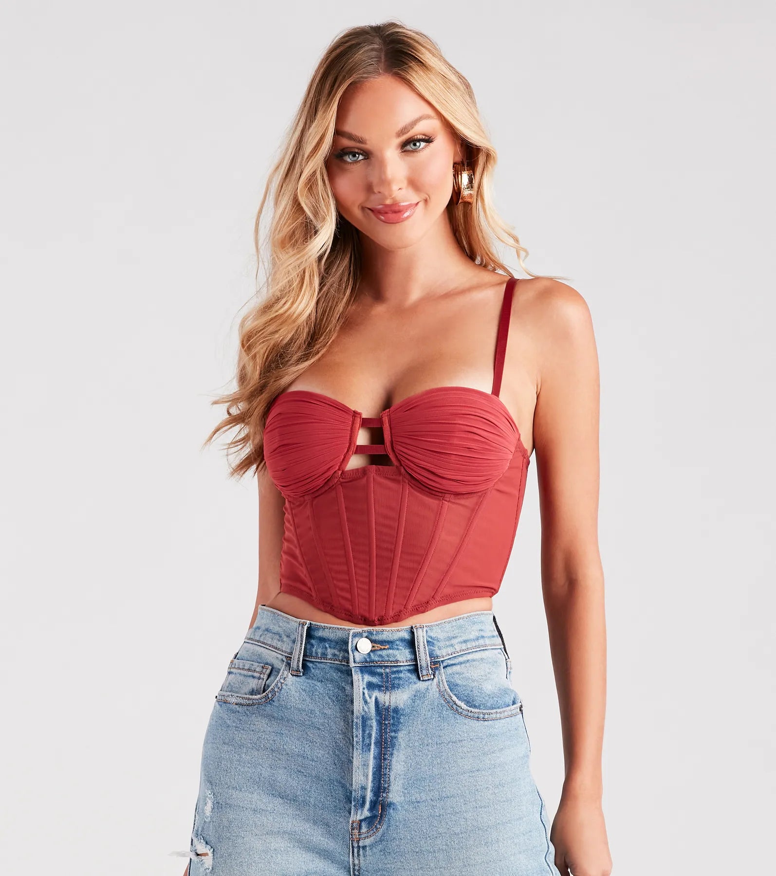 Sweet Affection Ruched Crop Bustier