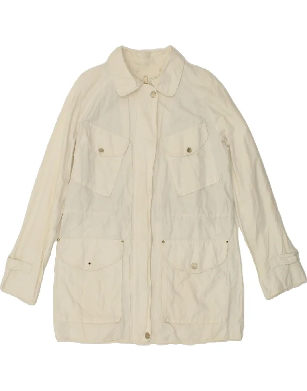 MASSIMO DUTTI Womens Utility Jacket UK 14 Medium Off White Cotton