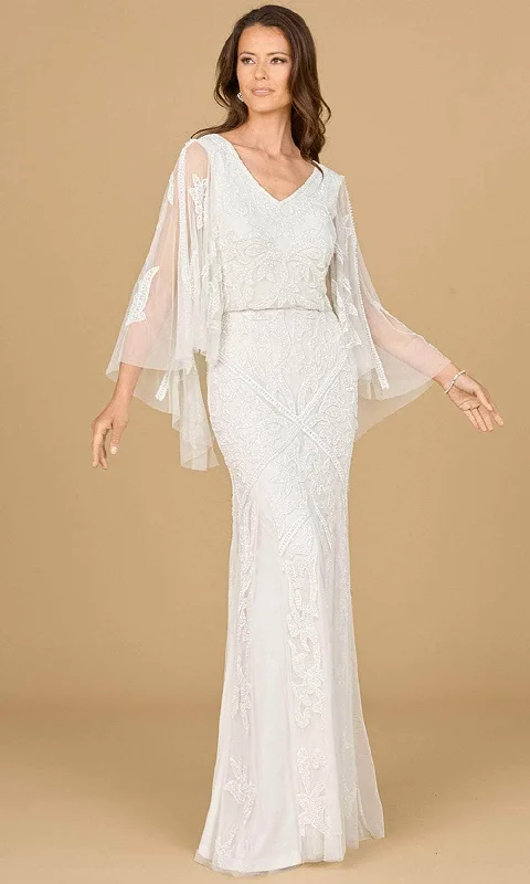 Lara Dresses 51186 - Sheer Cape Sleeve Wedding Dress