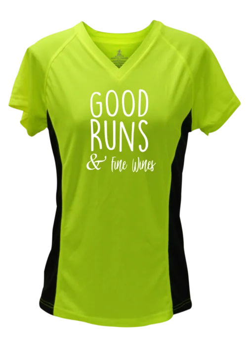 Women's Reflective Short Sleeve Shirt - Good Runs & Fine Wines