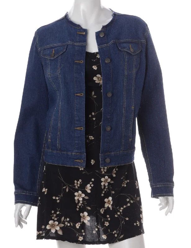 Label Indigo Collarless Denim Jacket