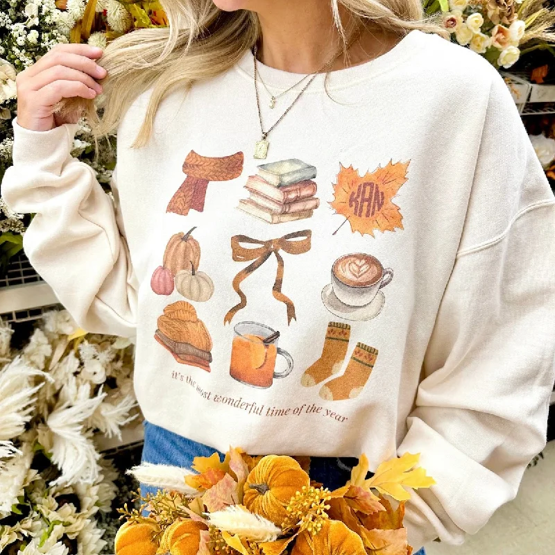 Monogrammed 'Most Wonderful Time' Fall Crewneck Sweatshirt