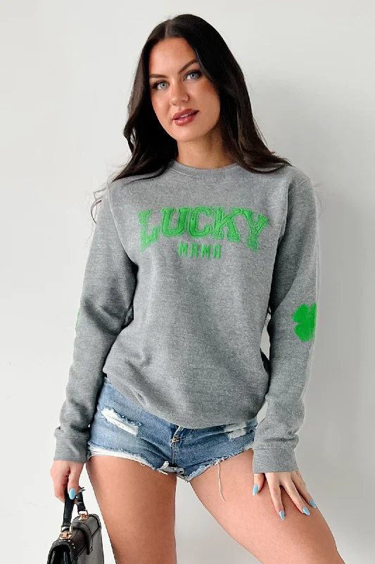 "LUCKY MAMA" Graphic Sweatshirt (Grey)