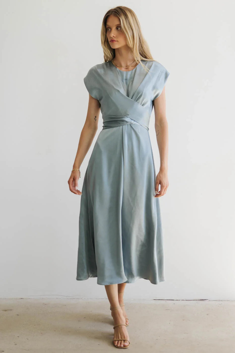 Rosalind Midi Dress in Blue