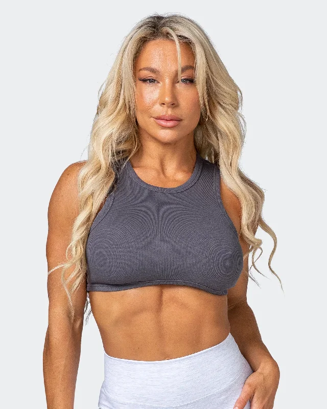 HBxMN Bliss Rib Cropped Tank - Charcoal