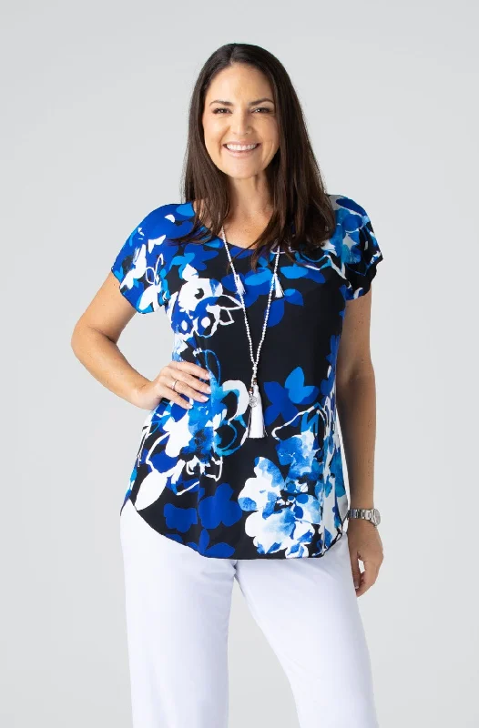 Indigo Print Short Sleeve Jersey Top