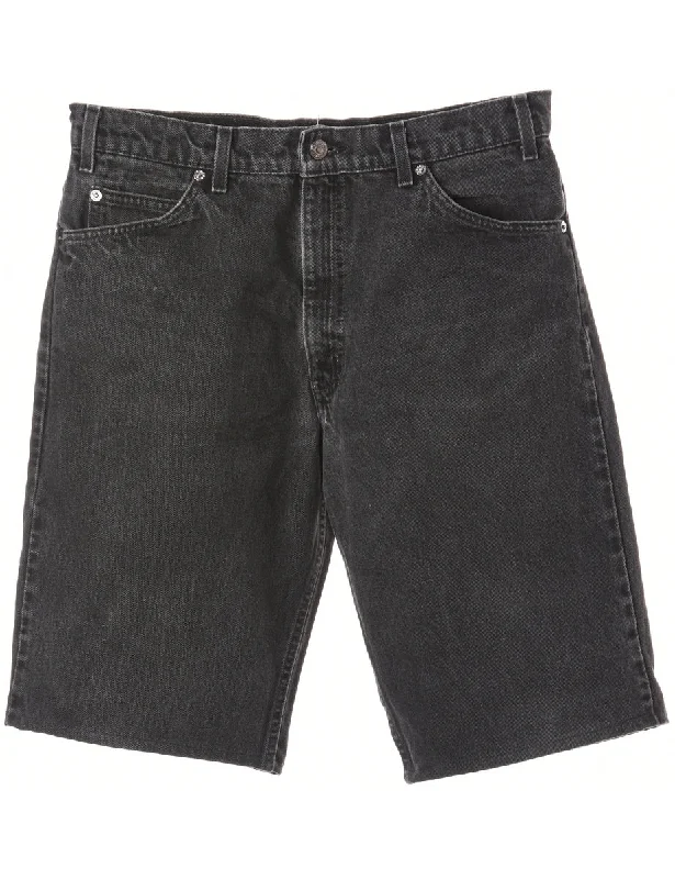 Label Hemmed Denim Shorts