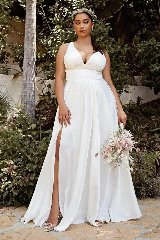 Ladivine 7469WW - Deep V-Neck Bridal Gown