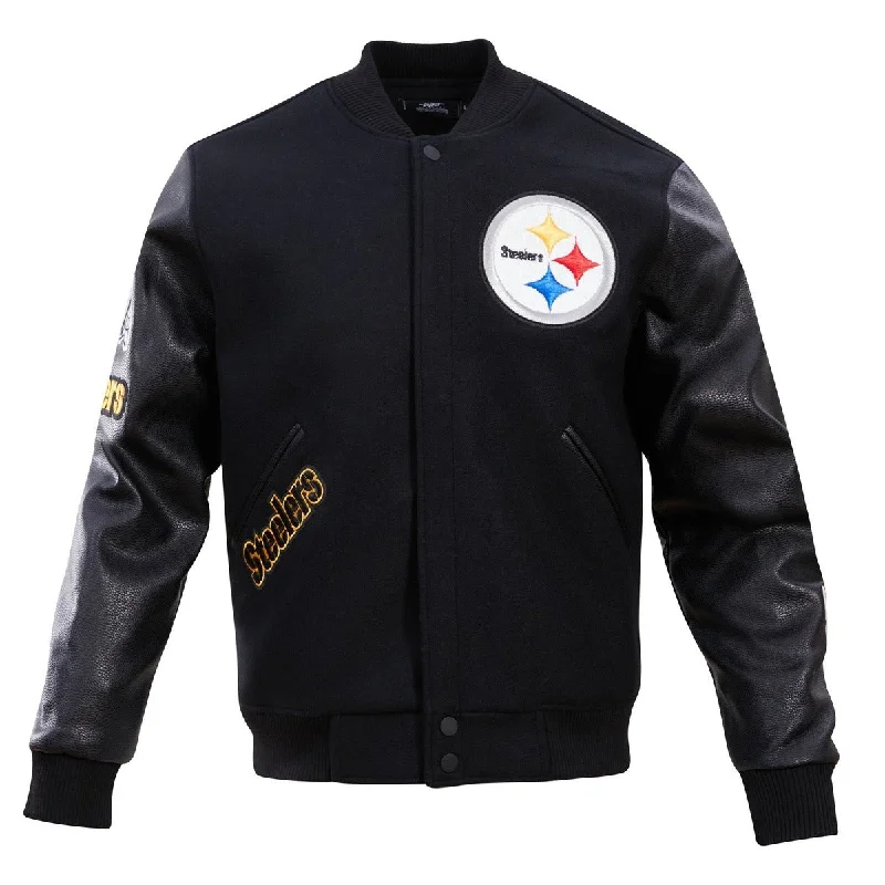 NFL PITTSBURGH STEELERS CLASSIC WOOL MEN'S VARSITY JACKET (BLACK)