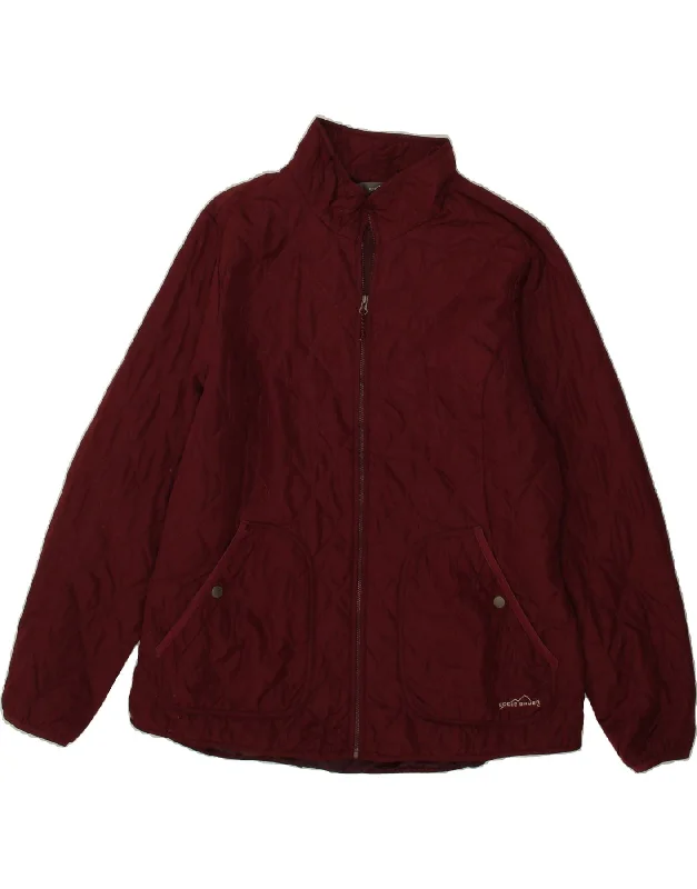 EDDIE BAUER Womens Quilted Jacket UK 18 XL Burgundy Polyester