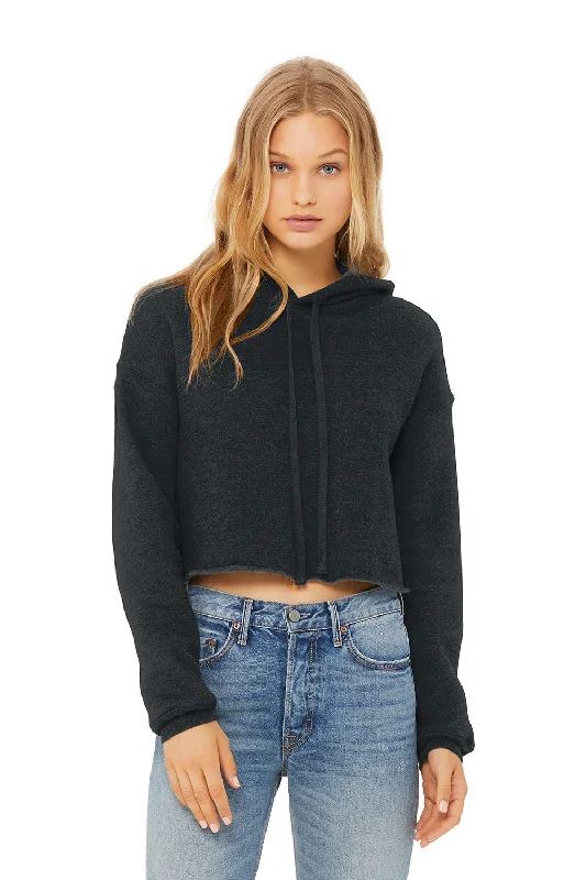 Bella + Canvas Womens Cropped Fleece Hooded Sweatshirt Hoodie - Heather Dark Grey