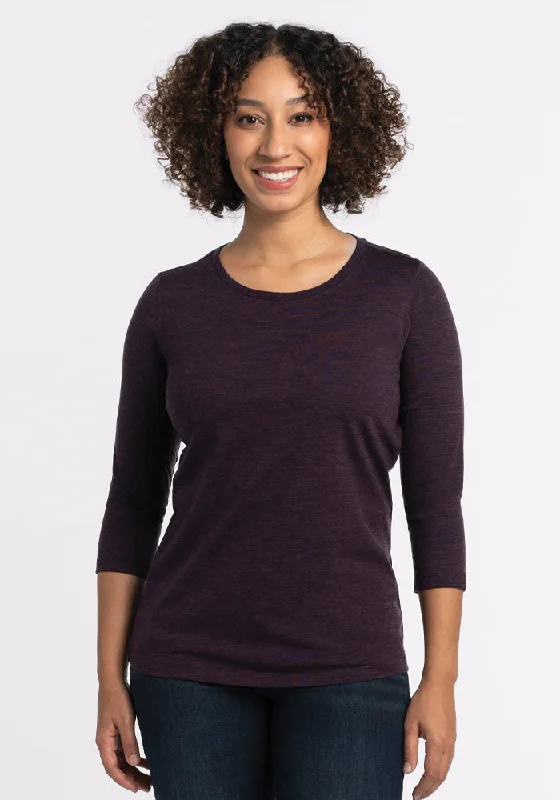 Jenny 3/4 Sleeve Crew Neck - Deep Plum