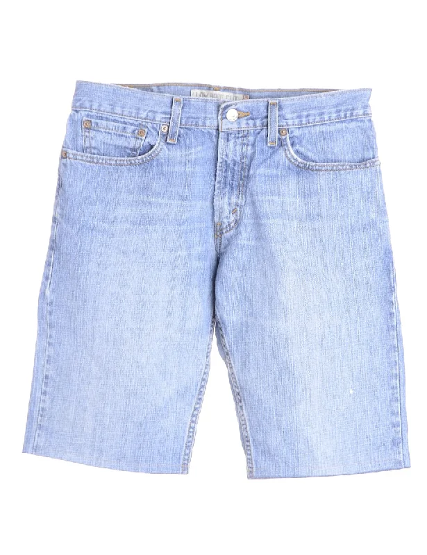 Label Hemmed Denim Shorts