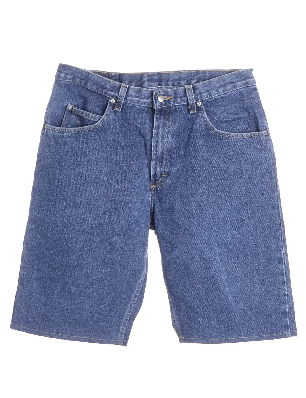 Label Hemmed Denim Shorts