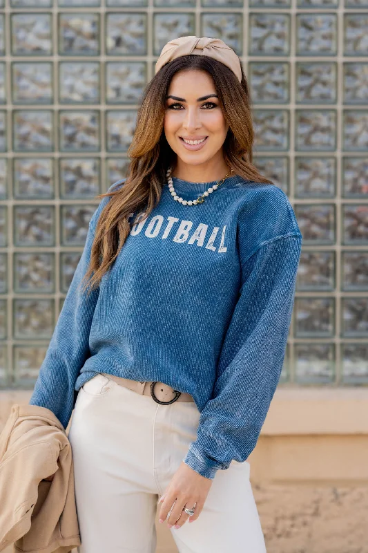 Football Ribbed Graphic Crewneck