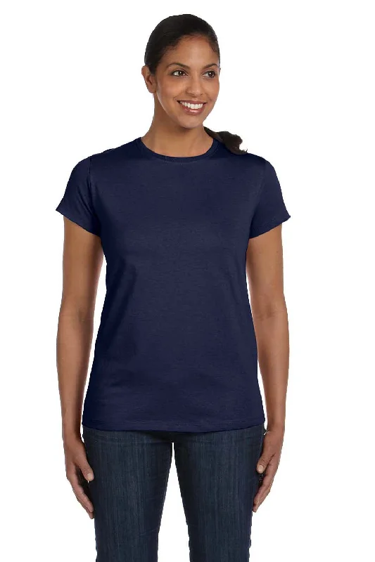 Hanes Womens ComfortSoft Short Sleeve Crewneck T-Shirt - Navy Blue - Closeout