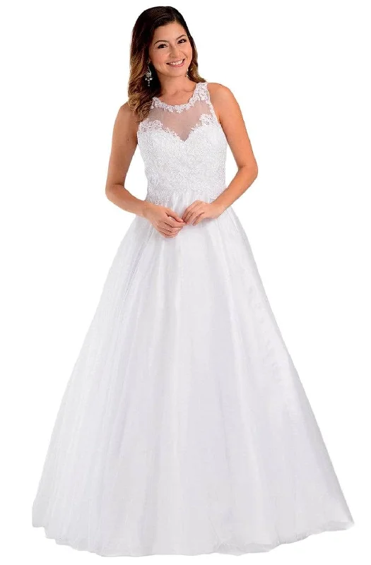 Poly USA 7490 - Sleeveless Embroidered Wedding Gown