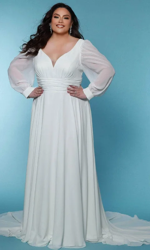 Sydney's Closet Bridal SC5320 - Long Sleeve V-Neck Bridal Gown