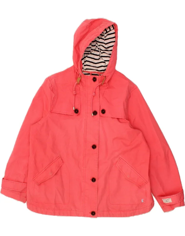 JOULES Womens Loose Fit Hooded Waterproof Jacket UK 20 2XL Pink Cotton