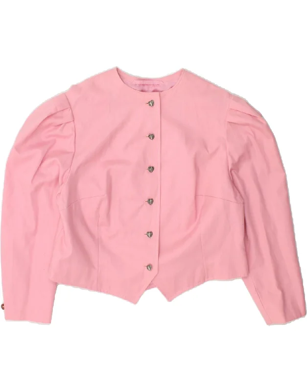 VINTAGE Womens 3/4 Sleeve 6 Button Blazer Jacket UK 14 Medium Pink