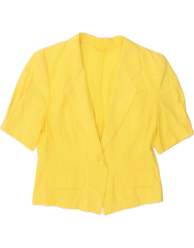 BETTY BARCLAY Womens Short Sleeve Blazer Jacket UK 14 Large Yellow