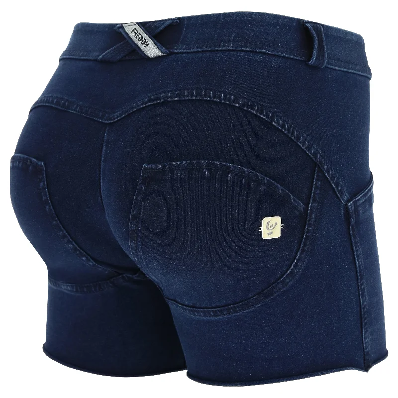 WR.UP® Mid Waist Denim Shorts - Dark Blue + Blue Stitching