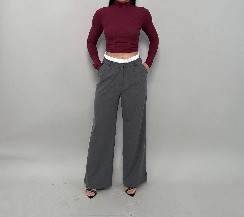 Edna Charcoal Contrast Waist Pant