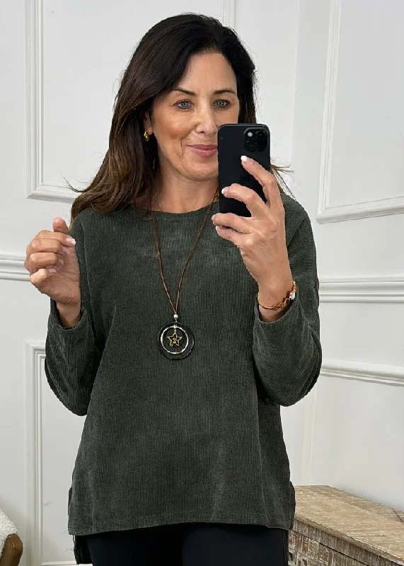 Madlena Khaki Velour Necklace Tunic