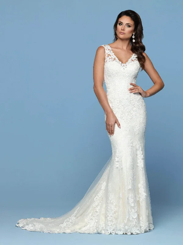 Da Vinci 50549 - Lace Appliqued Sheer Straps Bridal Gown