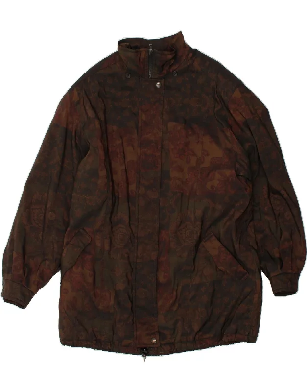 FORECASTER OF BOSTON Womens Windbreaker Coat UK 16 Large Brown Floral