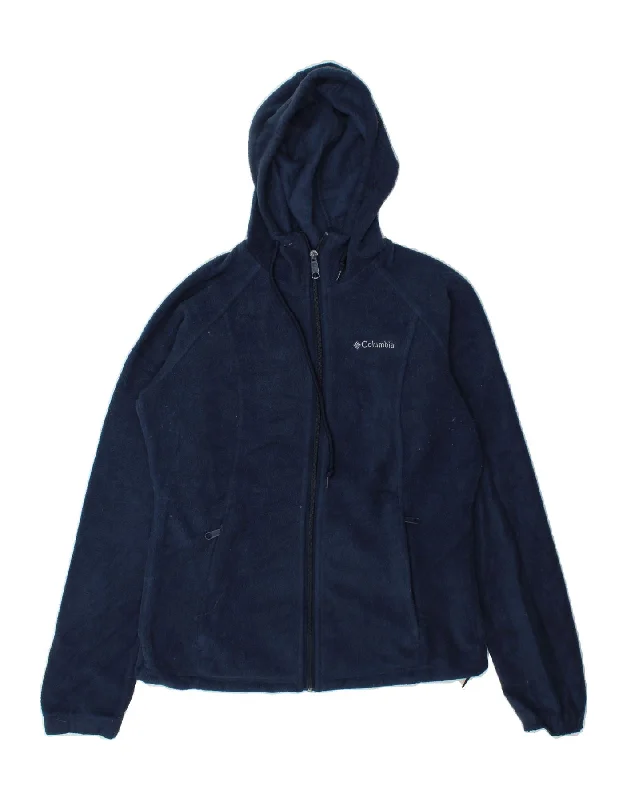 COLUMBIA Womens Hooded Fleece Jacket UK 10 Small Navy Blue Polyester