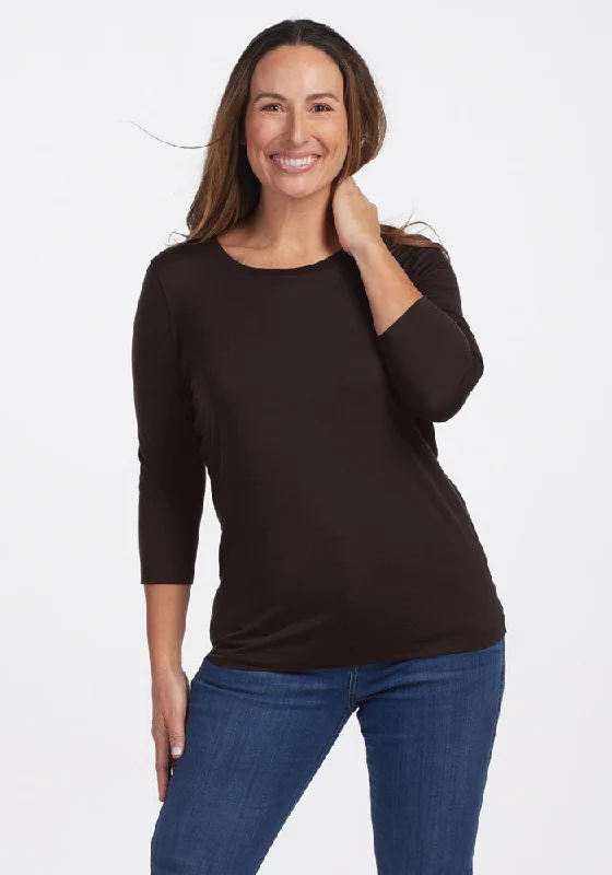 Jenny 3/4 Sleeve Crew Neck • Final Sale Deals! - French Roast