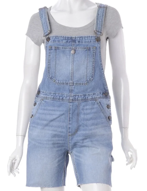 Label Jackie Cropped Denim Dungarees