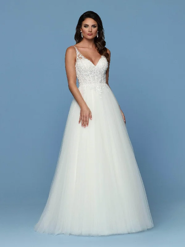 Da Vinci 50571 - Illusion V-Neck A-Line Bridal Gown