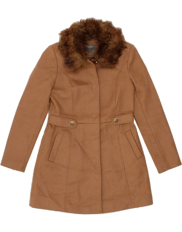 OASIS Womens Overcoat UK 10 Small Brown Polyester