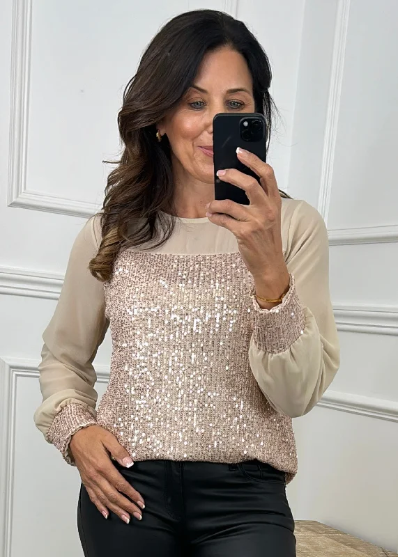 Toscany Champagne Sequin Blouse