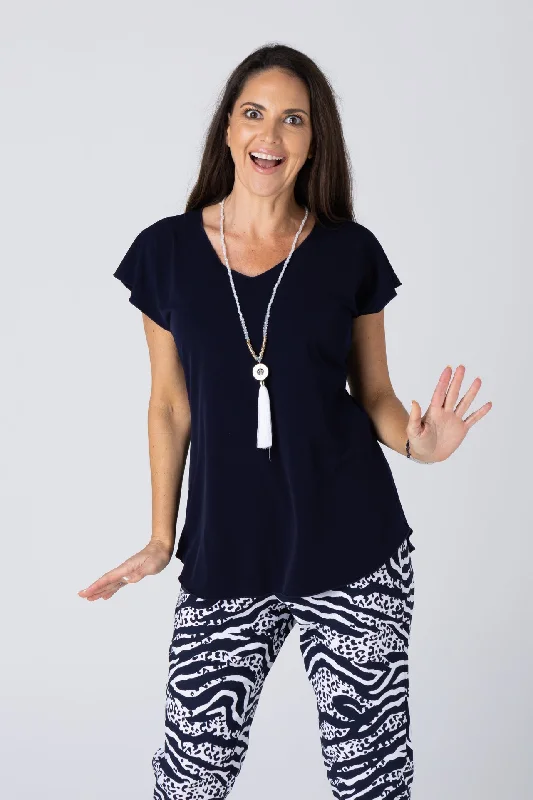 Ink Navy Microfibre Short Sleeve Top