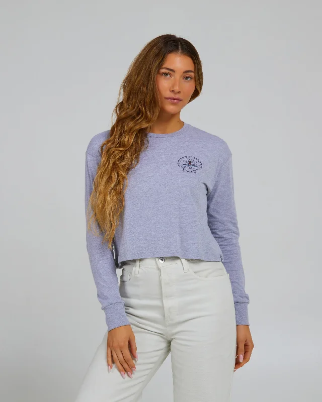 Scallop L/S Crop - Athletic Heather