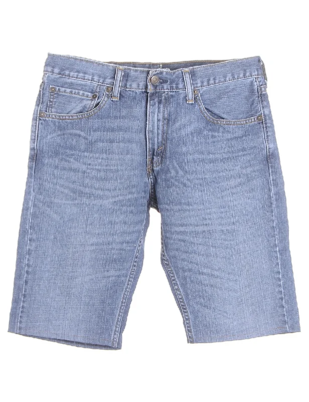 Label Hemmed Denim Shorts