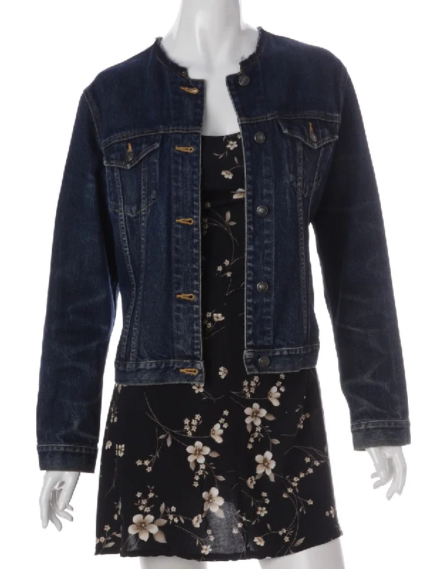 Label Indigo Collarless Denim Jacket