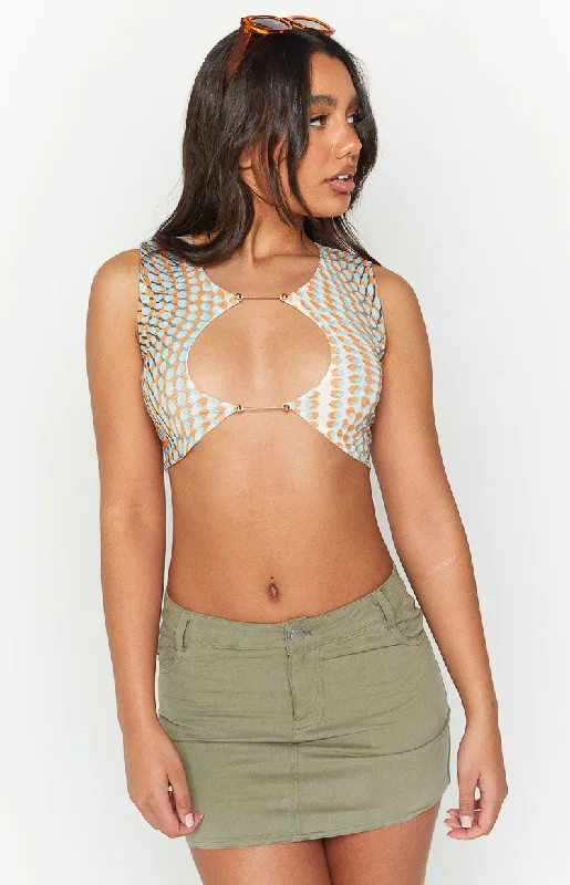 Soho Orange Mesh Crop Top